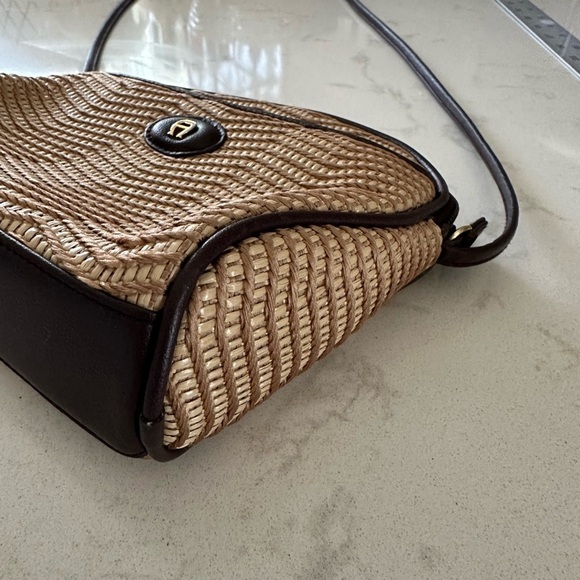 Vintage  Etienne Aigner Woven Straw & Leather Handbag Purse - Picture 11 of 14